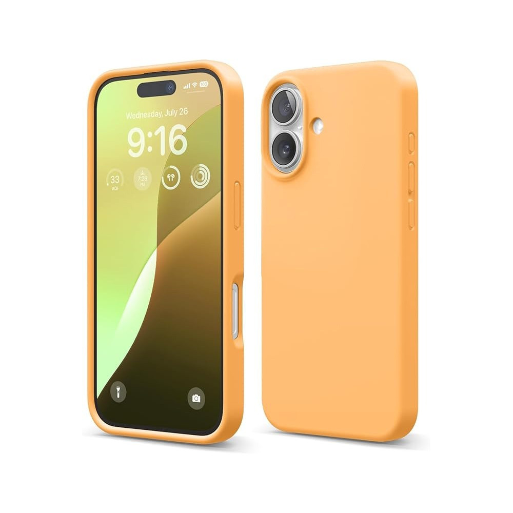 Elago Liquid Silicone For Iphone 16 Case Cover Full Body Protection, Shockproof, Slim, Anti-Scratch Soft Microfiber Lining, Orange