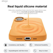 Elago Liquid Silicone For Iphone 16 Case Cover Full Body Protection, Shockproof, Slim, Anti-Scratch Soft Microfiber Lining, Orange