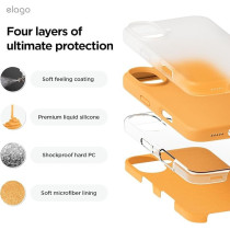 Elago Liquid Silicone For Iphone 16 Case Cover Full Body Protection, Shockproof, Slim, Anti-Scratch Soft Microfiber Lining, Orange