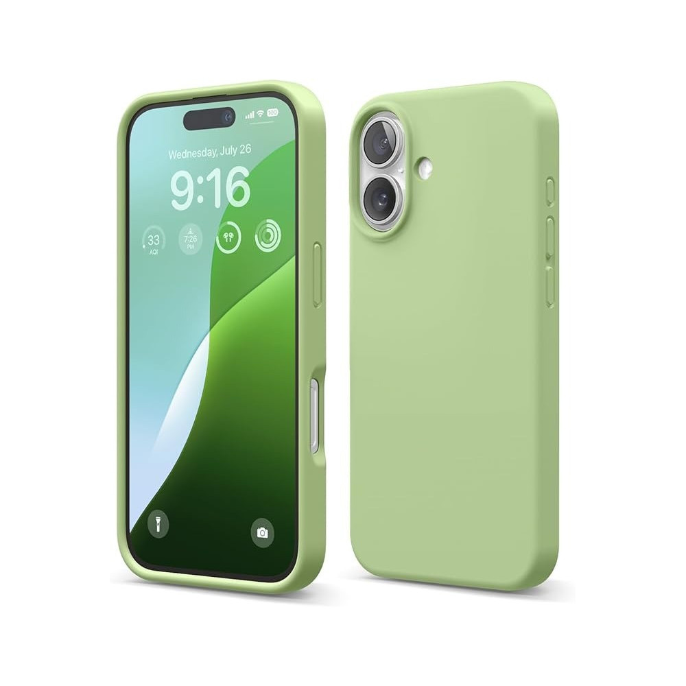 Elago Liquid Silicone For Iphone 16 Case Cover Full Body Protection, Shockproof, Slim, Anti-Scratch Soft Microfiber Lining, Pastel Green