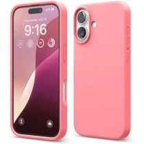Elago Liquid Silicone For Iphone 16 Case Cover Full Body Protection, Shockproof, Slim, Anti-Scratch Soft Microfiber Lining, Pink