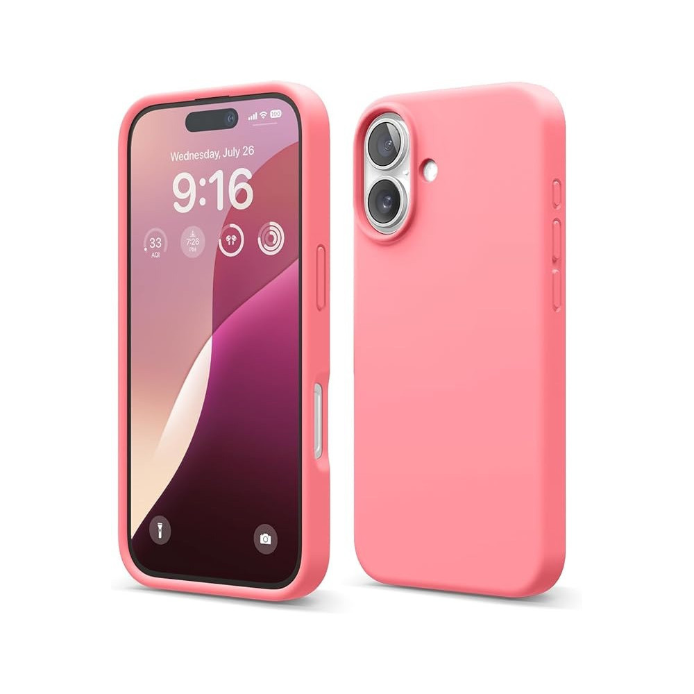 Elago Liquid Silicone For Iphone 16 Case Cover Full Body Protection, Shockproof, Slim, Anti-Scratch Soft Microfiber Lining, Pink
