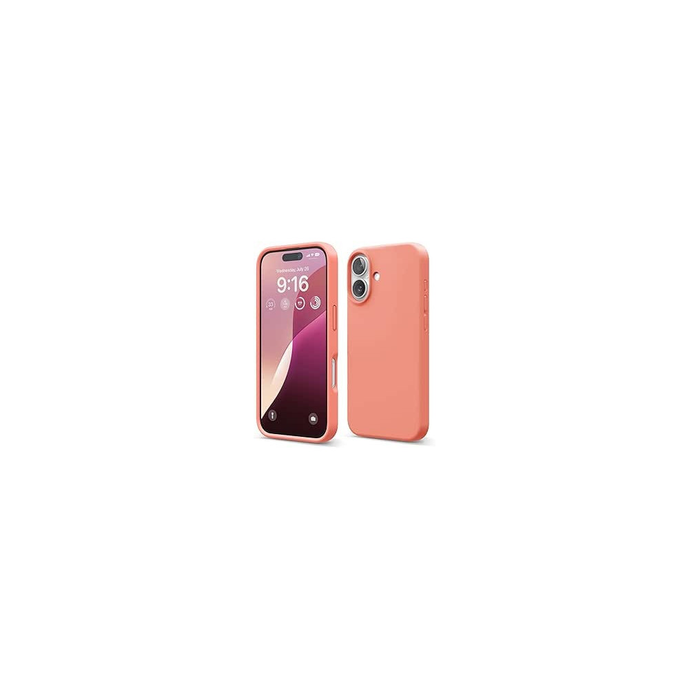 Elago Liquid Silicone For Iphone 16 Case Cover Full Body Protection, Shockproof, Slim, Anti-Scratch Soft Microfiber Lining, Pomelo Pink