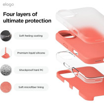 Elago Liquid Silicone For Iphone 16 Case Cover Full Body Protection, Shockproof, Slim, Anti-Scratch Soft Microfiber Lining, Pomelo Pink
