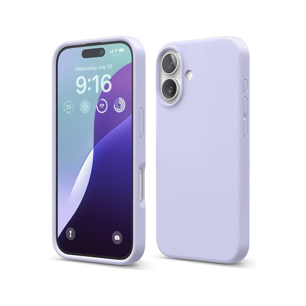Elago Liquid Silicone For Iphone 16 Case Cover Full Body Protection, Shockproof, Slim, Anti-Scratch Soft Microfiber Lining, Purple