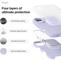 Elago Liquid Silicone For Iphone 16 Case Cover Full Body Protection, Shockproof, Slim, Anti-Scratch Soft Microfiber Lining, Purple