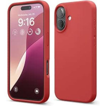 Elago Liquid Silicone For Iphone 16 Case Cover Full Body Protection, Shockproof, Slim, Anti-Scratch Soft Microfiber Lining, Red