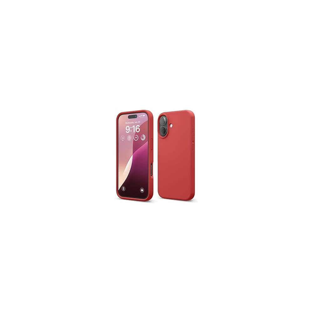 Elago Liquid Silicone For Iphone 16 Case Cover Full Body Protection, Shockproof, Slim, Anti-Scratch Soft Microfiber Lining, Red