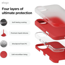 Elago Liquid Silicone For Iphone 16 Case Cover Full Body Protection, Shockproof, Slim, Anti-Scratch Soft Microfiber Lining, Red