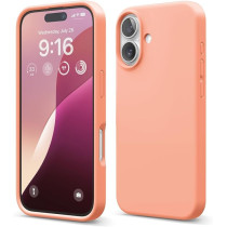 Elago Liquid Silicone For Iphone 16 Case Cover Full Body Protection, Shockproof, Slim, Anti-Scratch Soft Microfiber Lining, Salmon