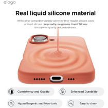 Elago Liquid Silicone For Iphone 16 Case Cover Full Body Protection, Shockproof, Slim, Anti-Scratch Soft Microfiber Lining, Salmon