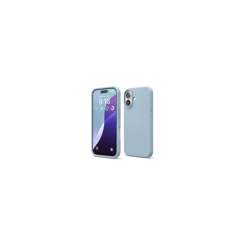 Elago Liquid Silicone For Iphone 16 Case Cover Full Body Protection, Shockproof, Slim, Anti-Scratch Soft Microfiber Lining, Sky Blue