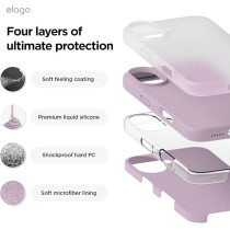 Elago Liquid Silicone For Iphone 16 Case Cover Full Body Protection, Shockproof, Slim, Anti-Scratch Soft Microfiber Lining, Soft Purple