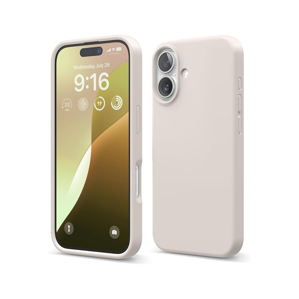 Elago Liquid Silicone For Iphone 16 Case Cover Full Body Protection, Shockproof, Slim, Anti-Scratch Soft Microfiber Lining, Stone