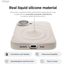 Elago Liquid Silicone For Iphone 16 Case Cover Full Body Protection, Shockproof, Slim, Anti-Scratch Soft Microfiber Lining, Stone