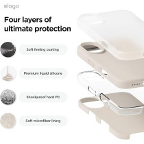 Elago Liquid Silicone For Iphone 16 Case Cover Full Body Protection, Shockproof, Slim, Anti-Scratch Soft Microfiber Lining, Stone
