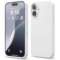Elago Liquid Silicone For Iphone 16 Case Cover Full Body Protection, Shockproof, Slim, Anti-Scratch Soft Microfiber Lining, White