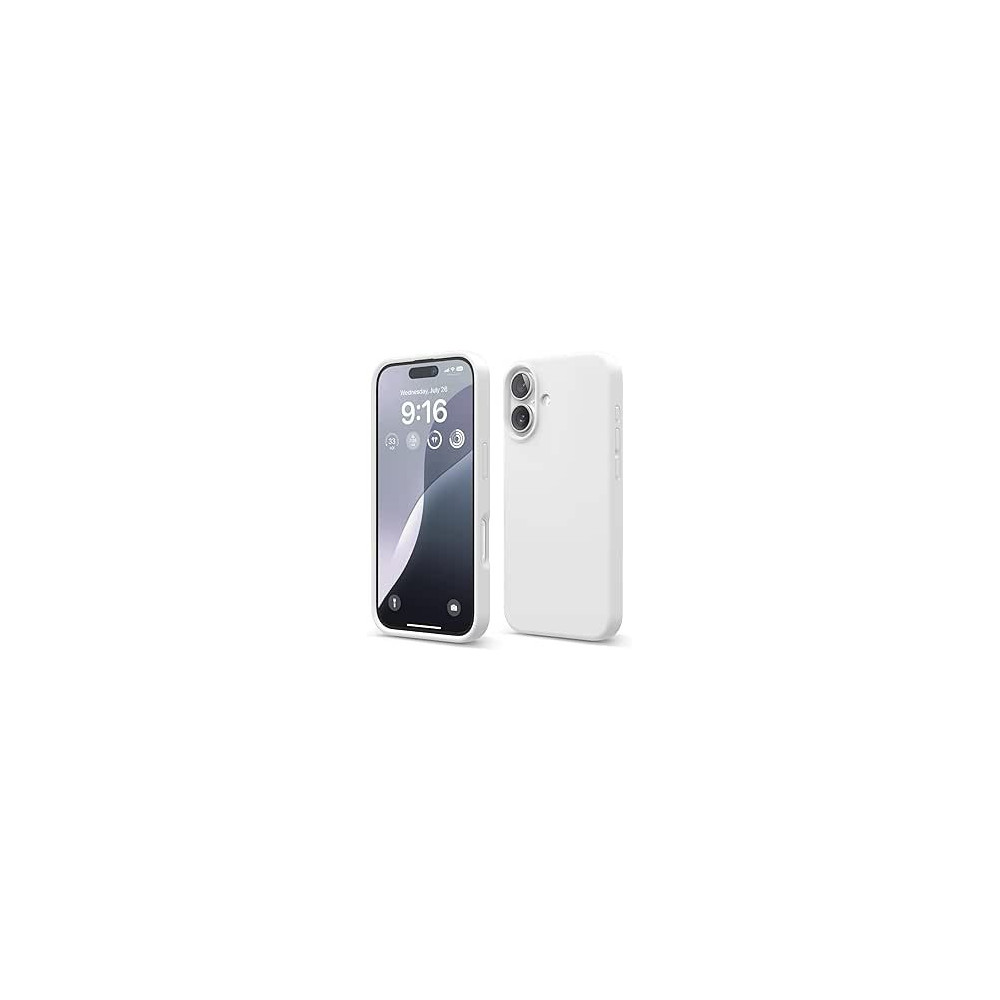 Elago Liquid Silicone For Iphone 16 Case Cover Full Body Protection, Shockproof, Slim, Anti-Scratch Soft Microfiber Lining, White