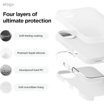 Elago Liquid Silicone For Iphone 16 Case Cover Full Body Protection, Shockproof, Slim, Anti-Scratch Soft Microfiber Lining, White