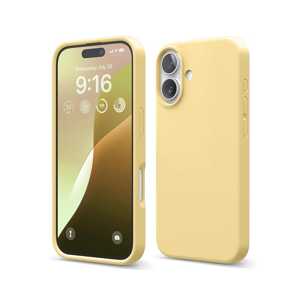 Elago Liquid Silicone For Iphone 16 Case Cover Full Body Protection, Shockproof, Slim, Anti-Scratch Soft Microfiber Lining, Yellow
