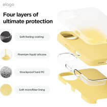 Elago Liquid Silicone For Iphone 16 Case Cover Full Body Protection, Shockproof, Slim, Anti-Scratch Soft Microfiber Lining, Yellow