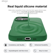 Elago Liquid Silicone For Iphone 16 Pro Case Cover Full Body Protection, Shockproof, Slim, Anti-Scratch Soft Microfiber Lining, Alpine Green