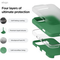 Elago Liquid Silicone For Iphone 16 Pro Case Cover Full Body Protection, Shockproof, Slim, Anti-Scratch Soft Microfiber Lining, Alpine Green