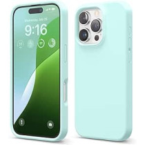 Elago Liquid Silicone For Iphone 16 Pro Case Cover Full Body Protection, Shockproof, Slim, Anti-Scratch Soft Microfiber Lining, Aqua Sky