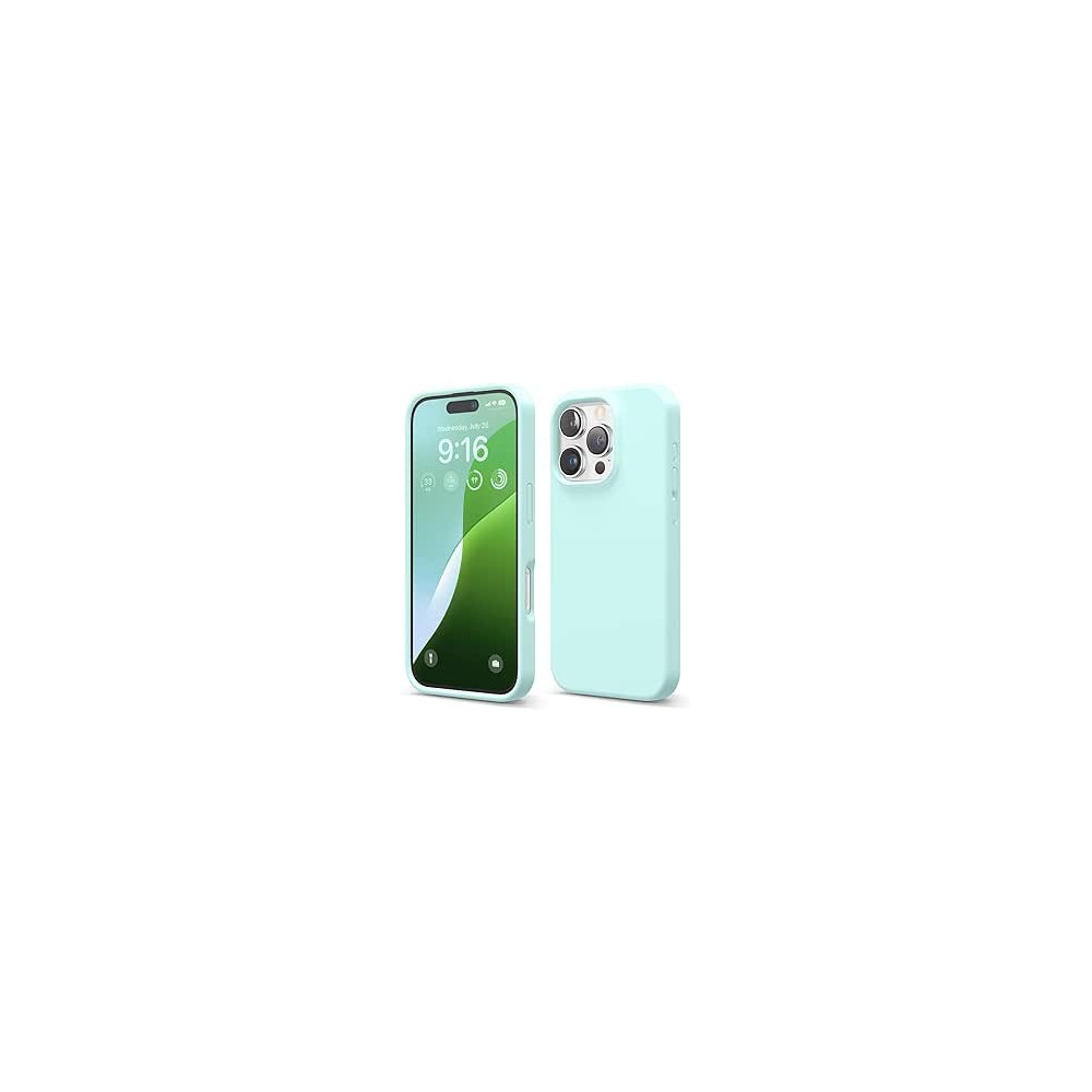 Elago Liquid Silicone For Iphone 16 Pro Case Cover Full Body Protection, Shockproof, Slim, Anti-Scratch Soft Microfiber Lining, Aqua Sky