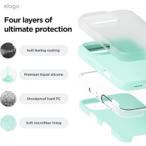 Elago Liquid Silicone For Iphone 16 Pro Case Cover Full Body Protection, Shockproof, Slim, Anti-Scratch Soft Microfiber Lining, Aqua Sky