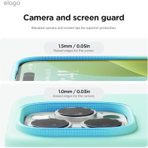 Elago Liquid Silicone For Iphone 16 Pro Case Cover Full Body Protection, Shockproof, Slim, Anti-Scratch Soft Microfiber Lining, Aqua Sky