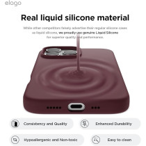 Elago Liquid Silicone For Iphone 16 Pro Case Cover Full Body Protection, Shockproof, Slim, Anti-Scratch Soft Microfiber Lining, Burgundy