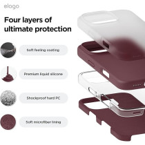 Elago Liquid Silicone For Iphone 16 Pro Case Cover Full Body Protection, Shockproof, Slim, Anti-Scratch Soft Microfiber Lining, Burgundy