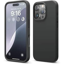 Elago Liquid Silicone For Iphone 16 Pro Case Cover Full Body Protection, Shockproof, Slim, Anti-Scratch Soft Microfiber Lining, Black