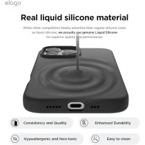 Elago Liquid Silicone For Iphone 16 Pro Case Cover Full Body Protection, Shockproof, Slim, Anti-Scratch Soft Microfiber Lining, Black