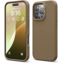 Elago Liquid Silicone For Iphone 16 Pro Case Cover Full Body Protection, Shockproof, Slim, Anti-Scratch Soft Microfiber Lining, Brown