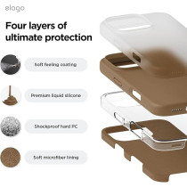 Elago Liquid Silicone For Iphone 16 Pro Case Cover Full Body Protection, Shockproof, Slim, Anti-Scratch Soft Microfiber Lining, Brown