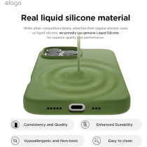 Elago Liquid Silicone For Iphone 16 Pro Case Cover Full Body Protection, Shockproof, Slim, Anti-Scratch Soft Microfiber Lining, Cedar Green