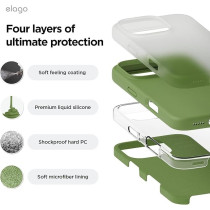 Elago Liquid Silicone For Iphone 16 Pro Case Cover Full Body Protection, Shockproof, Slim, Anti-Scratch Soft Microfiber Lining, Cedar Green