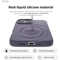 Elago Liquid Silicone For Iphone 16 Pro Case Cover Full Body Protection, Shockproof, Slim, Anti-Scratch Soft Microfiber Lining, Deep Lavender