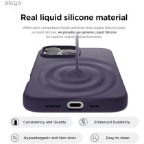 Elago Liquid Silicone For Iphone 16 Pro Case Cover Full Body Protection, Shockproof, Slim, Anti-Scratch Soft Microfiber Lining, Deep Purple