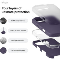 Elago Liquid Silicone For Iphone 16 Pro Case Cover Full Body Protection, Shockproof, Slim, Anti-Scratch Soft Microfiber Lining, Deep Purple