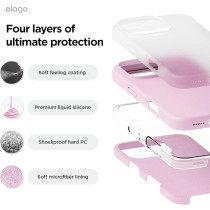 Elago Liquid Silicone For Iphone 16 Pro Case Cover Full Body Protection, Shockproof, Slim, Anti-Scratch Soft Microfiber Lining, Hot Pink