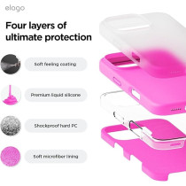 Elago Liquid Silicone For Iphone 16 Pro Case Cover Full Body Protection, Shockproof, Slim, Anti-Scratch Soft Microfiber Lining, Ice Red