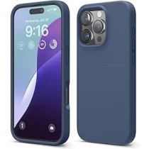 Elago Liquid Silicone For Iphone 16 Pro Case Cover Full Body Protection, Shockproof, Slim, Anti-Scratch Soft Microfiber Lining, Jean Indigo