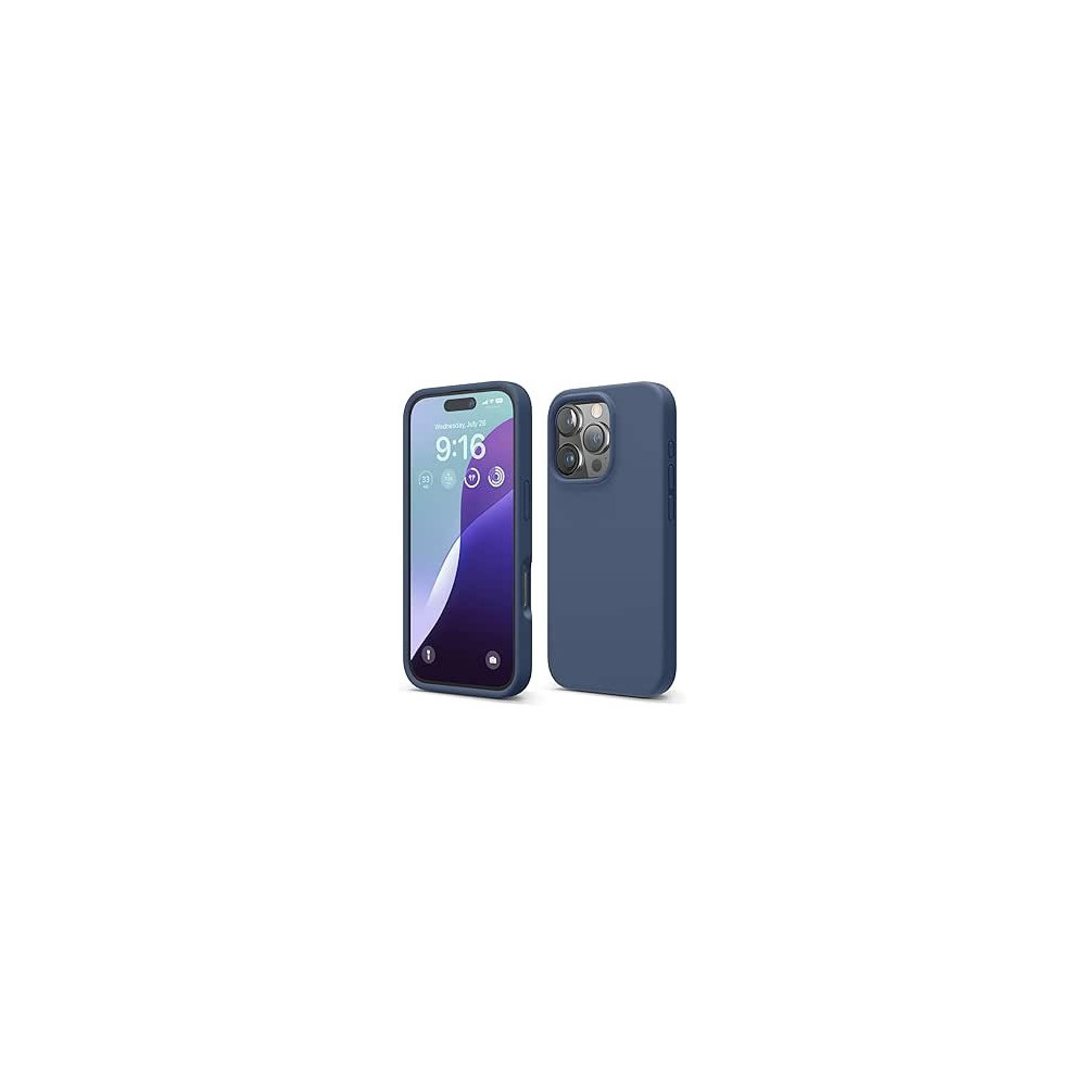 Elago Liquid Silicone For Iphone 16 Pro Case Cover Full Body Protection, Shockproof, Slim, Anti-Scratch Soft Microfiber Lining, Jean Indigo