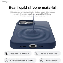 Elago Liquid Silicone For Iphone 16 Pro Case Cover Full Body Protection, Shockproof, Slim, Anti-Scratch Soft Microfiber Lining, Jean Indigo