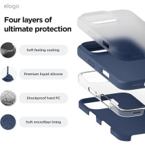 Elago Liquid Silicone For Iphone 16 Pro Case Cover Full Body Protection, Shockproof, Slim, Anti-Scratch Soft Microfiber Lining, Jean Indigo