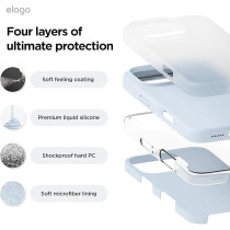 Elago Liquid Silicone For Iphone 16 Pro Case Cover Full Body Protection, Shockproof, Slim, Anti-Scratch Soft Microfiber Lining, Light Blue