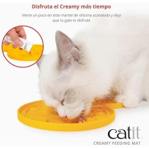 Catit Creamy Lickable Cat Treat Feeding Mat, Yellow, 20 x 15.5 x 1 cm